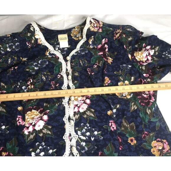 Cottagecore Vintage Jacket Womens 26W Floral Pearl Button Lace Trim - Picture 8 of 15